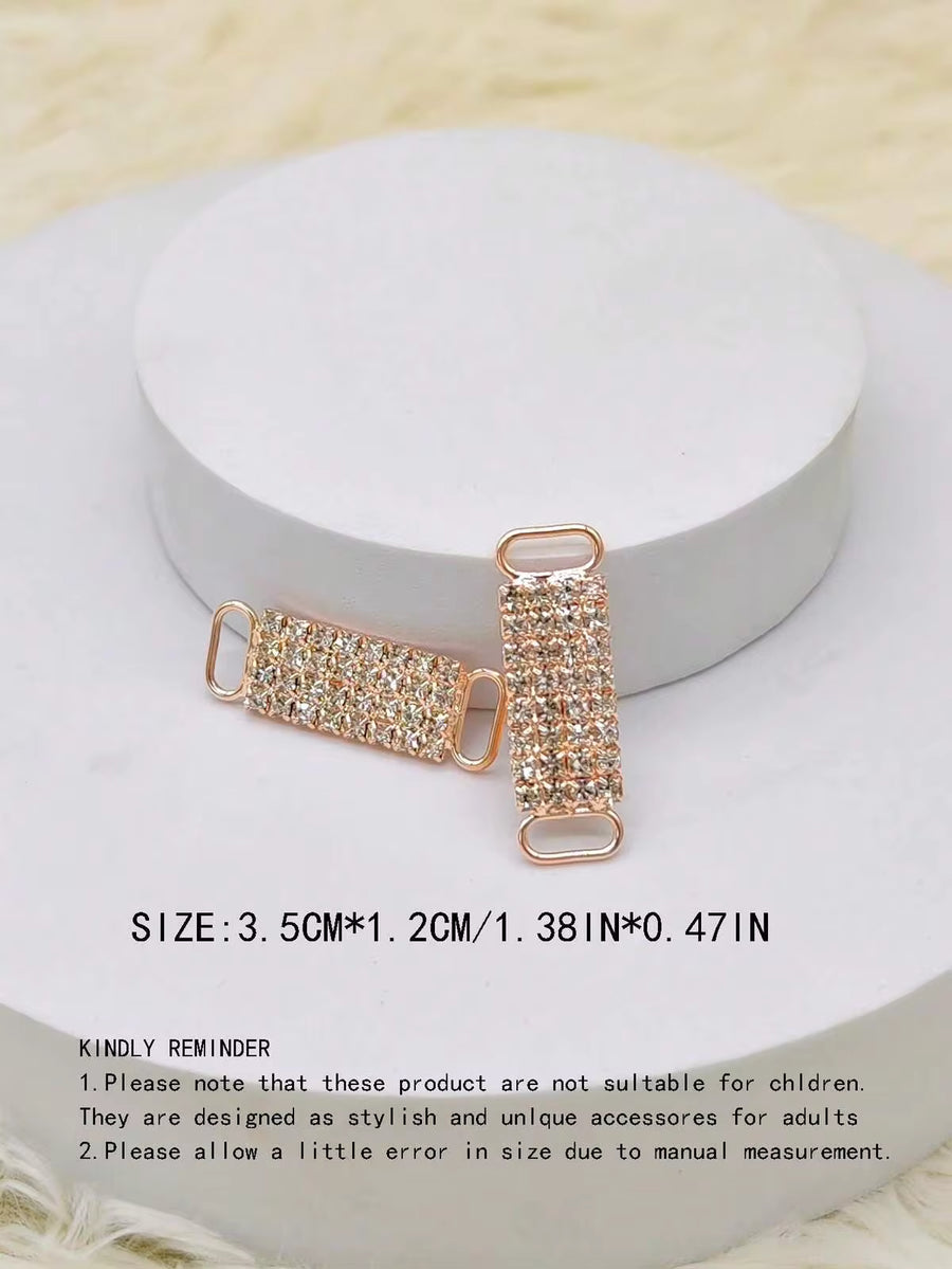 2pcs Elegant Alloy Hollow Shoelace Decor, Sparkling Rhinestones And Faux Pearls, Suitable For Boots And Sneakers