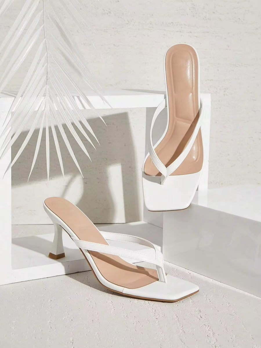 SHUZIA Women Comfortable Kitten Heel Square Toe Thong Sandals Black Heel Sandals Spring Shoes Spring Break Easter Prom Heels Wedding Shoes For Christmas Valentine's Day Summer Shoes